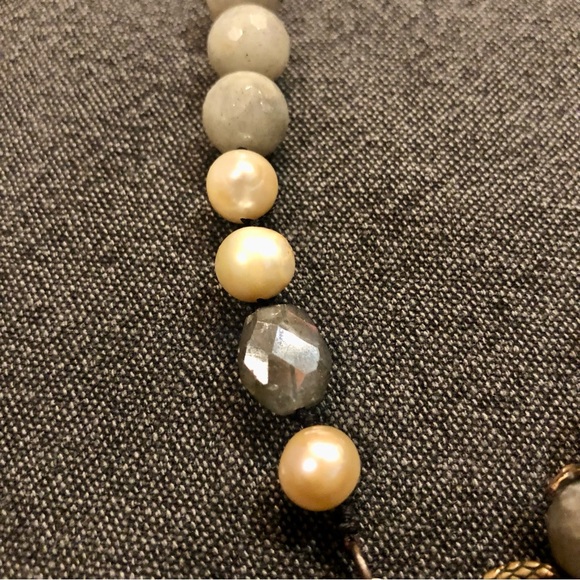 Love Heals Labradorite & Pearl Locket Mala Necklace - Picture 4 of 7